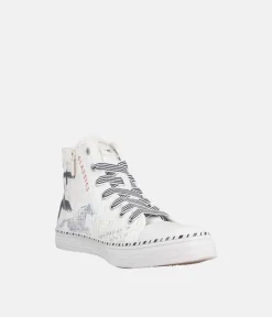 Mustang Fab White Hi-Top Trainers