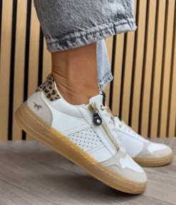 Mustang Leopard Trim Low Top Gum Sole Trainer