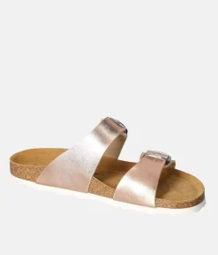 Mustang Metallic Rose Pink Twin Strap Sandal
