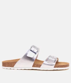 Mustang Metallic Silver Twin Strap Sandal