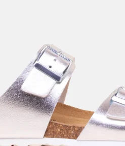 Mustang Metallic Silver Twin Strap Sandal