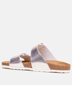 Mustang Metallic Silver Twin Strap Sandal
