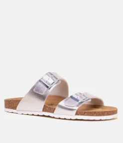 Mustang Metallic Silver Twin Strap Sandal