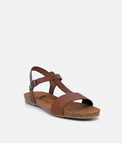 Mustang Pretty Brown T-Bar Strap Sandals