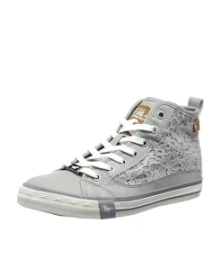Mustang Pretty Grey Lace High Top Trainers
