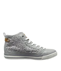Mustang Pretty Grey Lace High Top Trainers