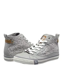Mustang Pretty Grey Lace High Top Trainers