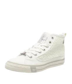 Mustang Pretty Ice White Lace High Top Trainers