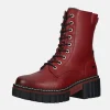 Mustang Red Platform Ankle Boots
