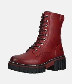 Mustang Red Platform Ankle Boots