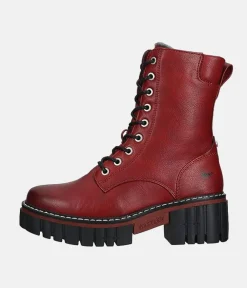Mustang Red Platform Ankle Boots