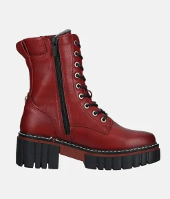 Mustang Red Platform Ankle Boots