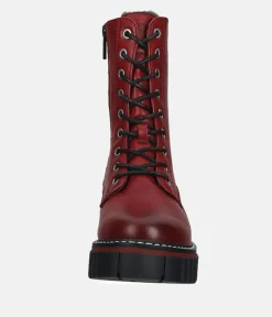 Mustang Red Platform Ankle Boots