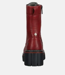 Mustang Red Platform Ankle Boots