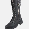 Mustang Stunning Quilted Black Midi Biker Boots