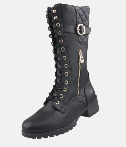 Mustang Stunning Quilted Black Midi Biker Boots