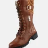 Mustang Stunning Quilted Brown Midi Biker Boots