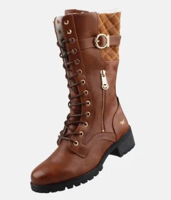 Mustang Stunning Quilted Brown Midi Biker Boots