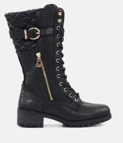 Mustang Stunning Quilted Black Midi Biker Boots