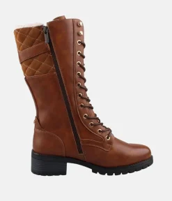 Mustang Stunning Quilted Brown Midi Biker Boots
