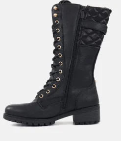 Mustang Stunning Quilted Black Midi Biker Boots