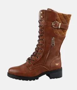 Mustang Stunning Quilted Brown Midi Biker Boots