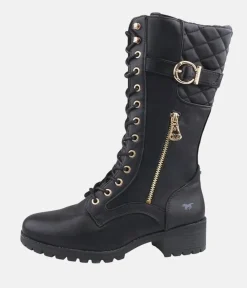 Mustang Stunning Quilted Black Midi Biker Boots