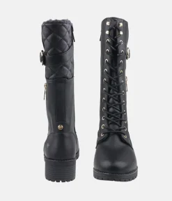 Mustang Stunning Quilted Black Midi Biker Boots