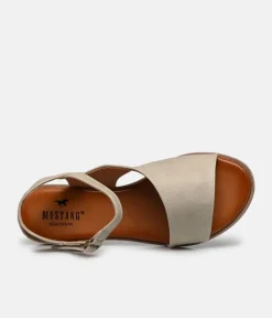 Mustang Stylish Beige Leather Sandals