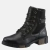 Mustang Stylish Black Combi Ankle Boots
