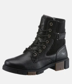 Mustang Stylish Black Combi Ankle Boots