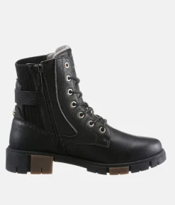 Mustang Stylish Black Combi Ankle Boots