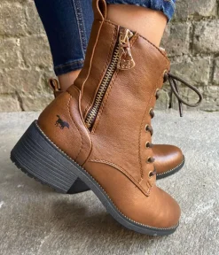 Mustang Stylish Cognac Ankle Boots