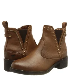 Mustang Stylish Studded Cognac Ankle Boots