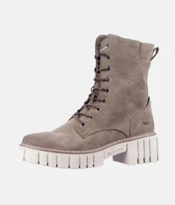 Mustang Taupe Platform Ankle Boots