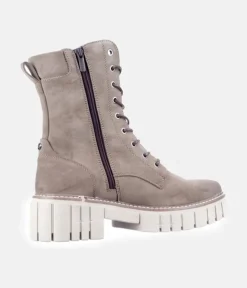 Mustang Taupe Platform Ankle Boots