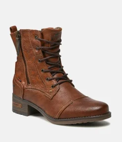 Mustang Versatile Cognac Lace Up Ankle Boots