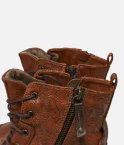 Mustang Versatile Cognac Lace Up Ankle Boots
