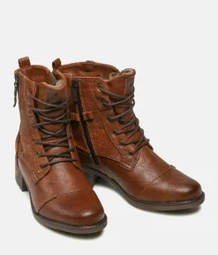 Mustang Versatile Cognac Lace Up Ankle Boots