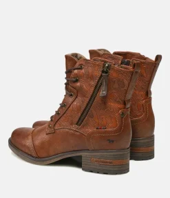 Mustang Versatile Cognac Lace Up Ankle Boots