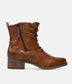 Mustang Versatile Cognac Lace Up Ankle Boots
