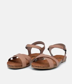 Mustang Versatile Taupe Leather Sandals