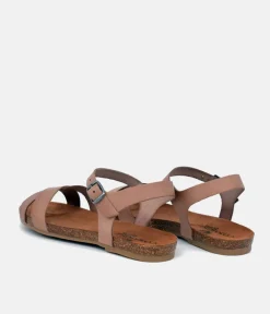 Mustang Versatile Taupe Leather Sandals