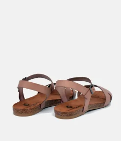 Mustang Versatile Taupe Leather Sandals