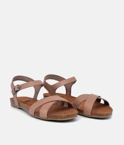 Mustang Versatile Taupe Leather Sandals