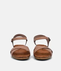 Mustang Versatile Taupe Leather Sandals