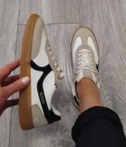 Mustang White Multi Low Top Gum Sole Trainer