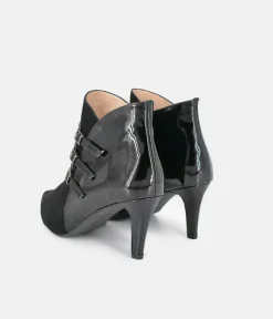 PieSanto Chic Wide Fit Black Buckle Ankle Boots