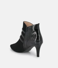 PieSanto Chic Wide Fit Black Buckle Ankle Boots