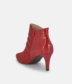 PieSanto Chic Wide Fit Cherry Red Buckle Ankle Boots